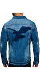 Pánska rifľová bunda s orlom na chrbte Modrá