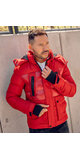 Pánska zimná bunda so zipsami Červená