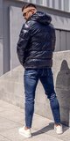 Prešívaná športová zimná bunda pánska Tmavomodrá