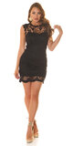 Čipkované puzdrové mini šaty KouCla Čierna