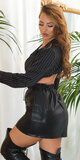 Koženková sukňa s pružným vysokým pásom Čierna