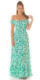 Kvetinové letné šaty dlhé Zelená