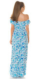 Kvetinové letné šaty dlhé Modrá