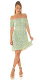 Vzorované letné šaty s odhalenými ramenami Zelená