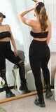 Dámske Highwaist legíny s prerezanými detailmi Čierna