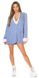 Elegantný business blejzer s jemnými prúžkami a oversize strihom Modrá