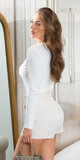 Dámske priliehavé body s hlbokým výstrihom – Sensual Elegance Biela