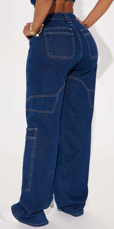 Tmavé džínsy s rovným strihom Tmavomodrá