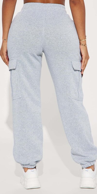 Voľné šedé tepláky s vysokým pásom Šedá