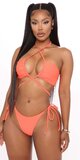 Oranžové dvojdielne brazílske bikiny s viazaním a bandeau topom Oranžová