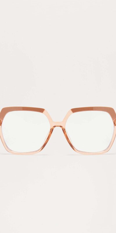 Dámske okrúhle okuliare s filtrom modrého svetla Béžová