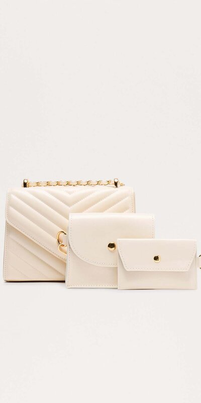 Elegantná krémová crossbody kabelka s odnímateľnou peňaženkou Krémová