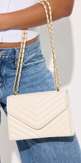 Elegantná krémová crossbody kabelka s odnímateľnou peňaženkou Krémová