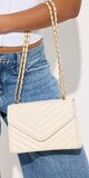 Elegantná krémová crossbody kabelka s odnímateľnou peňaženkou Krémová