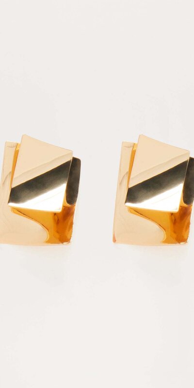 Zlaté obojstranné napichovacie náušnice Zlatá