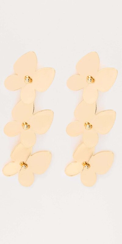 Zlaté visiace náušnice s motívom motýľov Zlatá