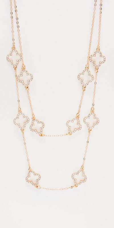 Dvojvrstvový náhrdelník s detailom zo zirkónov Zlatá