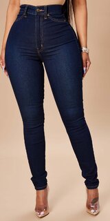 Tmavomodré vysokopásové skinny džínsy s vysokou pružnosťou