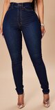 Tmavomodré vysokopásové skinny džínsy s vysokou pružnosťou Tmavomodrá
