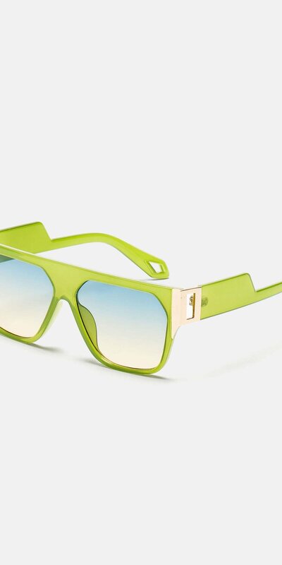 Štýlové zelené slnečné okuliare s masívnym rámom Zelená