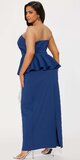 Tmavomodré maxi šaty s peplum detailom Tmavomodrá