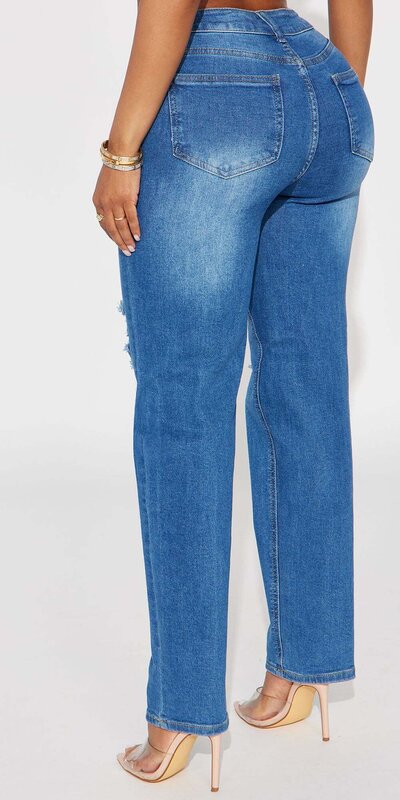 Rifľové nohavice so slim rovnými nohavicami Modrá