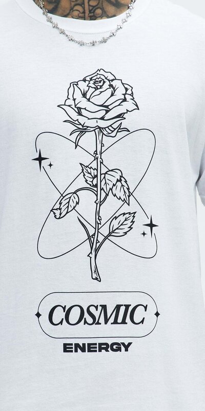 Pánske biele tričko s potlačou ruže Biela