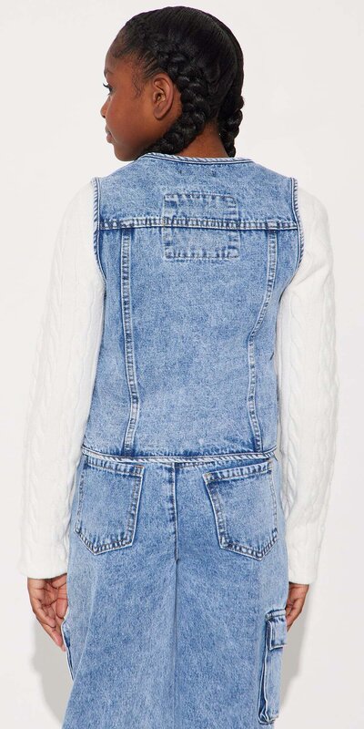 Dievčenská rifľová vesta s vreckami Modrá