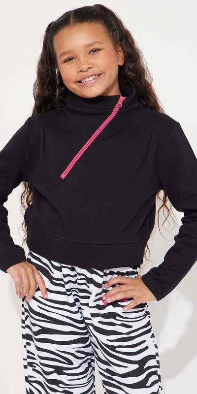 Dievčenská flísová mikina so zipsom Čierna