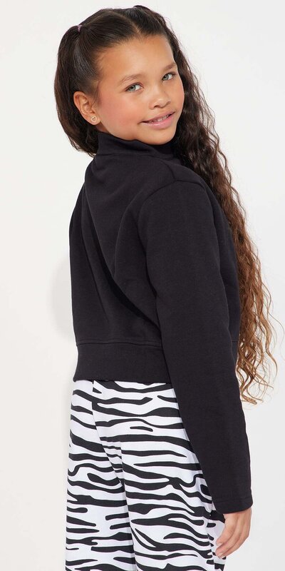 Dievčenská flísová mikina so zipsom Čierna