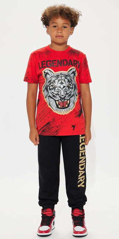 Chlapčenská flísová súprava „Legendary“ s tigrom Červená