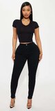 Bavlnený crop top s krátkymi rukávmi a výstrihom do V