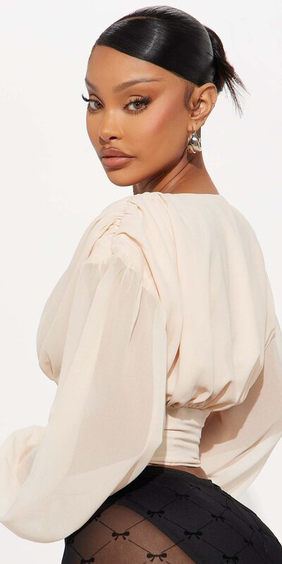 Elegantný šifónový korzet s riasením Krémová