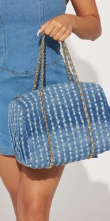 Džínsová duffle kabelka s efektom acid wash