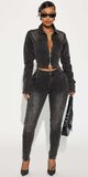 Dámske čierne skinny džínsy s detailmi
