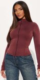 Burgundy mikina na zips s vysokým golierom
