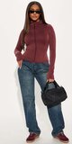 Burgundy mikina na zips s vysokým golierom