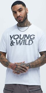 Biele tričko pánske "Young & Wild"