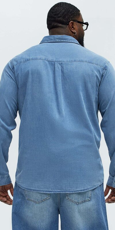 Džínsová pánska košeľa v modernom strihu Modrá