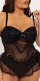 Zvodné čipkované teddy body s push-up efektom