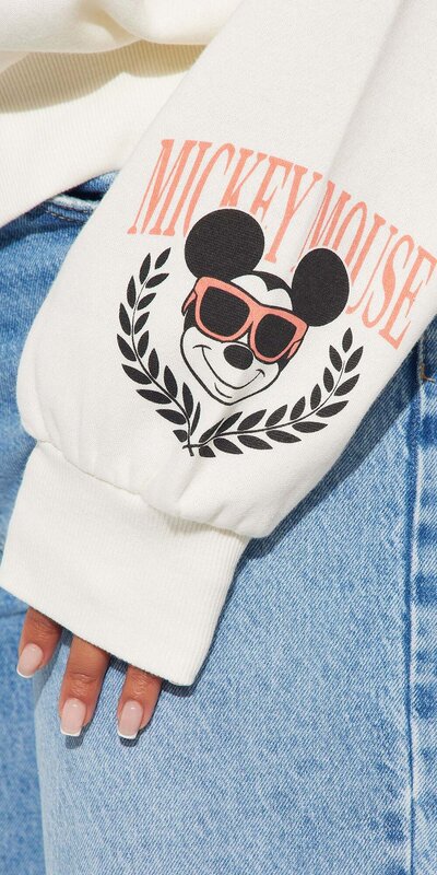 Krémová mikina Mickey Mouse s V-výstrihom