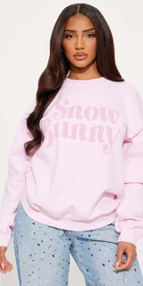 Ružový dámsky sveter s nápisom Snow Bunny