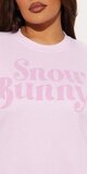 Ružový dámsky sveter s nápisom Snow Bunny