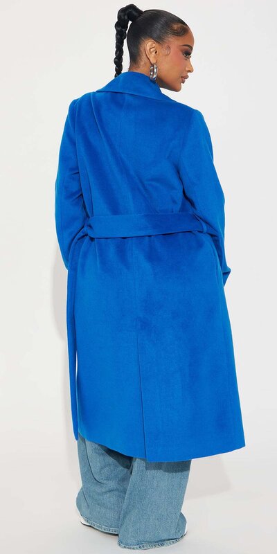 Královsky modrý kabát s opaskom Modrá