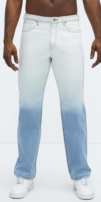 Pánske svetlomodré ombré rifle s rovným strihom Modrá