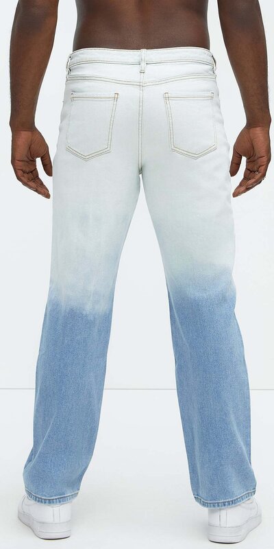 Pánske svetlomodré ombré rifle s rovným strihom Modrá