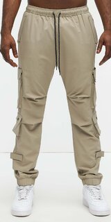 Pánske khaki cargo tepláky s vreckami