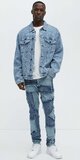 Patchwork skinny rifle s panelovým dizajnom pánske