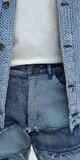 Patchwork skinny rifle s panelovým dizajnom pánske