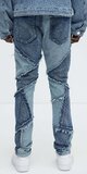 Patchwork skinny rifle s panelovým dizajnom pánske
